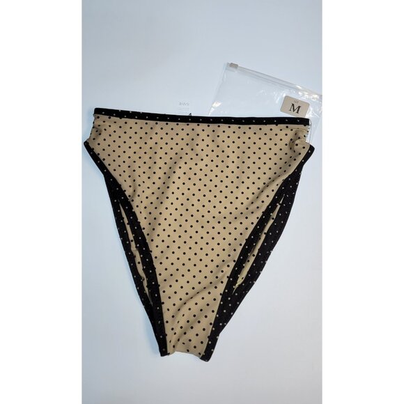 SAME Los Angeles Bottom Swim  Womens High Rise 90s Medium Polka Dots White - Picture 1 of 6